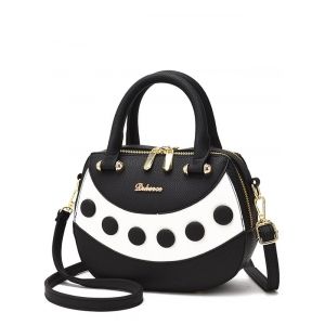 Color Block Textured Leather Handbag