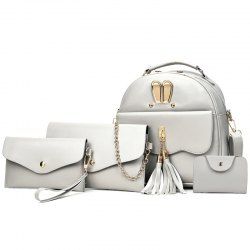 Tassels 4 Pcs Faux Leather Backpack Set