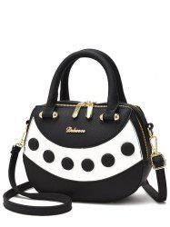 Color Block Textured Leather Handbag
