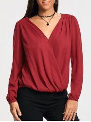 Blouse Surplis à Manches Longues en Dentelle -  