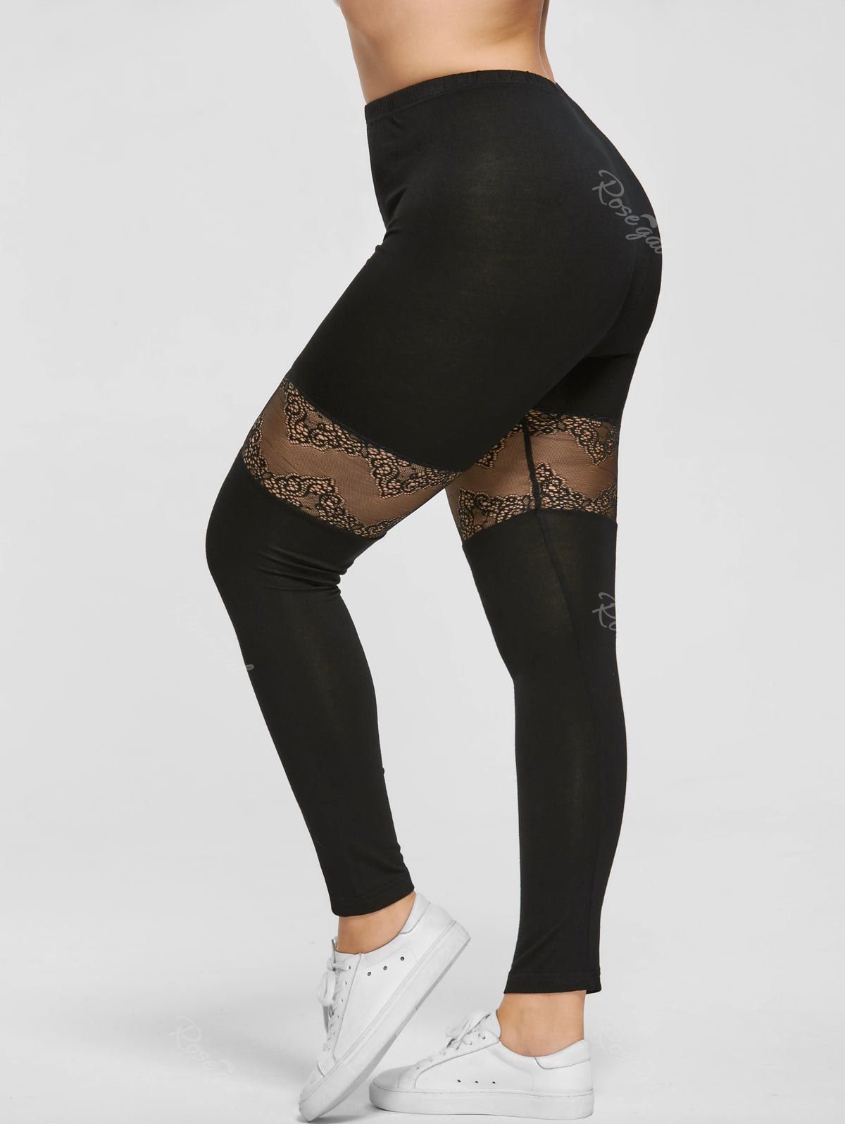 

Plus Size Lace Trim Sport Leggings, Black