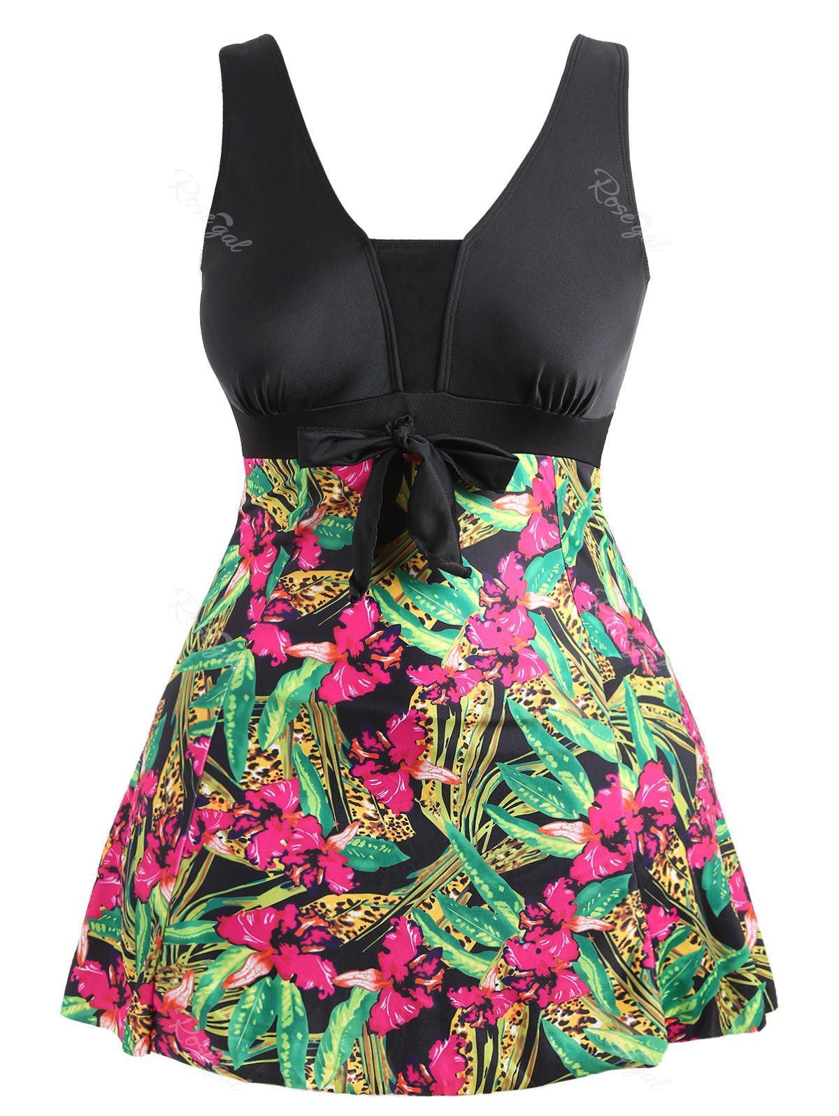 

Plus Size Floral Skirted One Piece Swimsuit