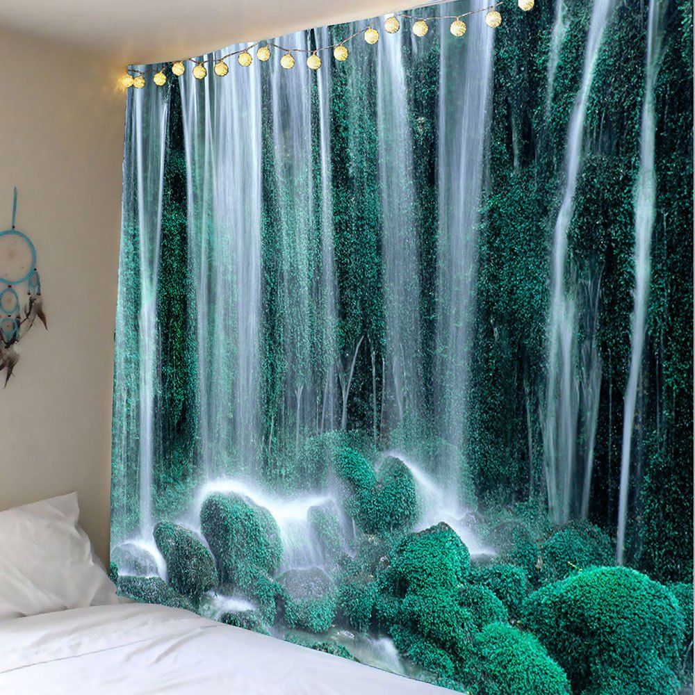 

Waterfall Trees Printed Wall Art Tapestry, Green