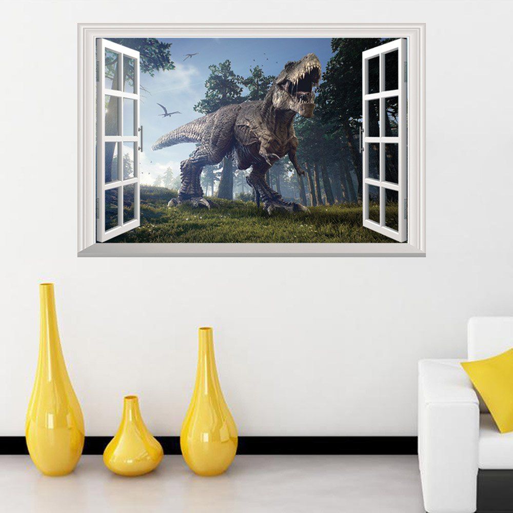 15 Off Window Forest Dinosaur Removable 3d Wall Art Sticker Rosegal