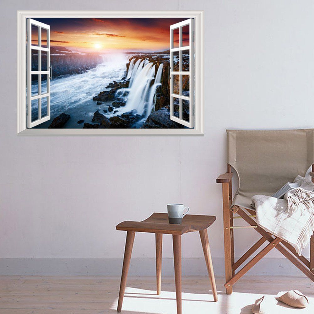 45 Off Window Sunset Falls Removable 3d Wall Art Sticker Rosegal