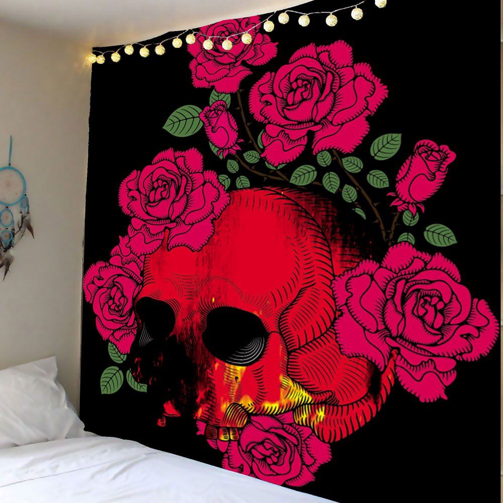 

HalloweenSkull Roses Wall Decor Hanging Tapestry, Colorful