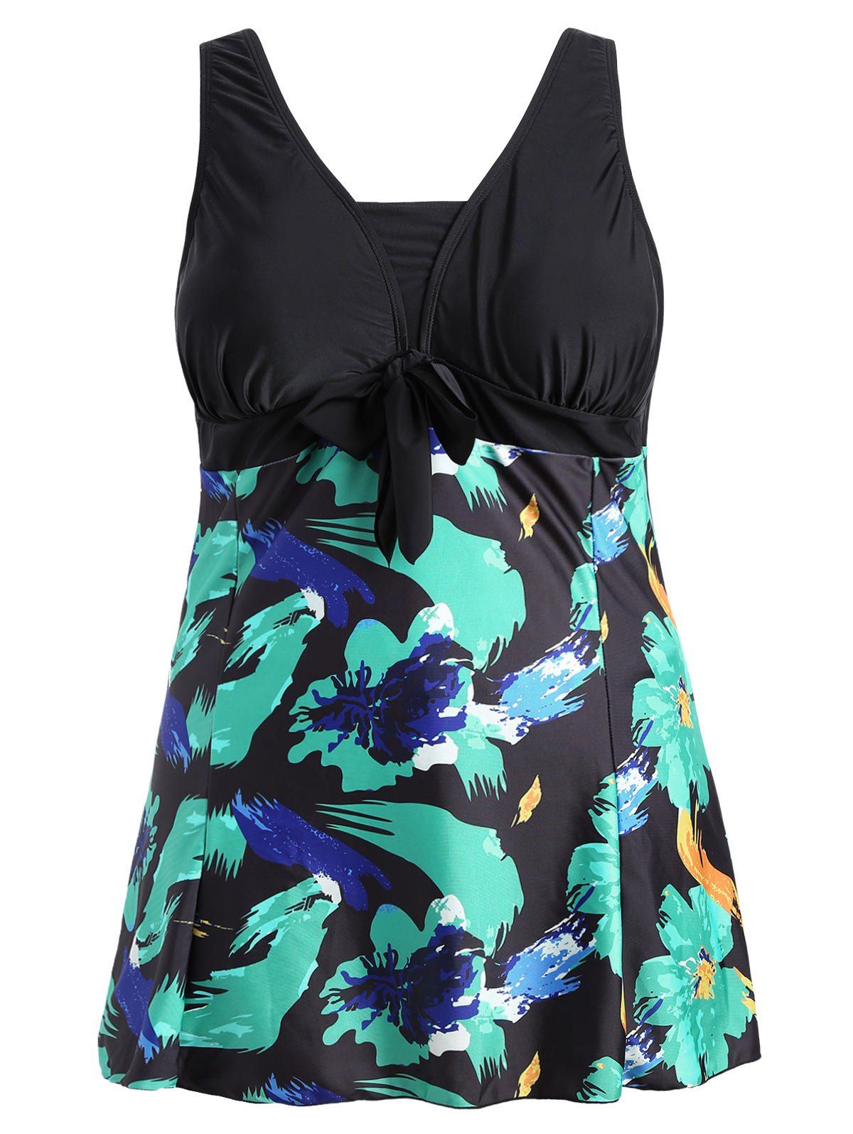 

Bow Tied Plus Size Skirted One Piece Swimsuit, Colormix