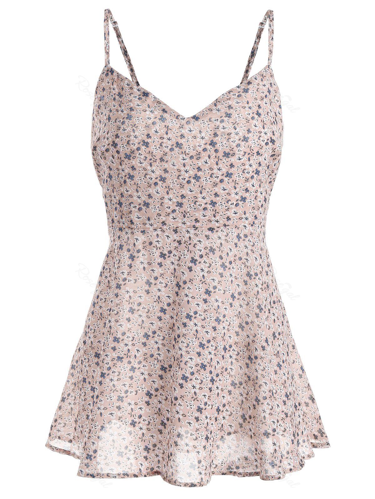

Floral Print Plus Size Wrap Cami Top, Pink