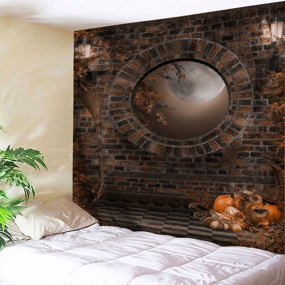 

Halloween Brick Wall Print Tapestry Wall Hanging Art Decoration, Brown