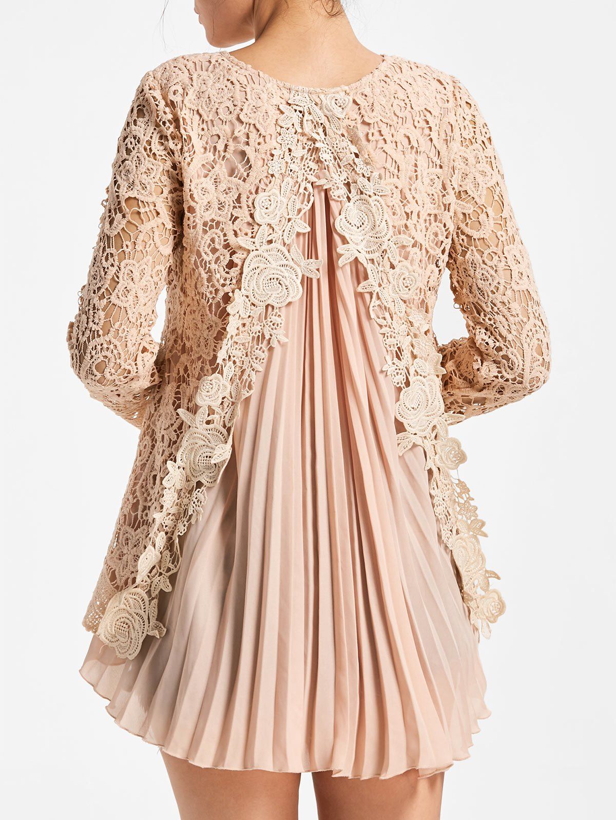 High Low Pleated Lace Blouse, Pink