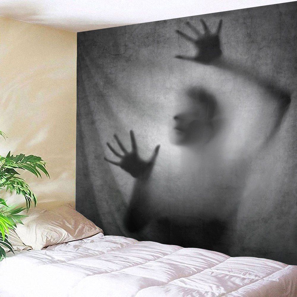 

Halloween Figure Print Tapestry Wall Hanging Art Decoration, Black grey