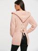 Lace Up Back Open Front Hooded Cardigan -  
