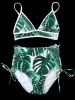 Ensemble Bikini à Taille Haute Imprimé Feuille Tropacale -  