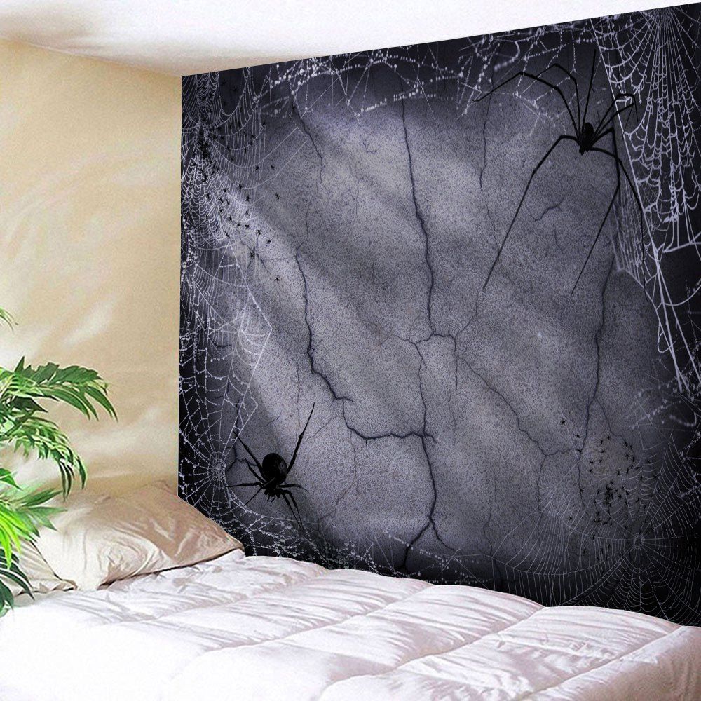 

Halloween Spider Web Print Tapestry Wall Hanging Art Decoration, Gray