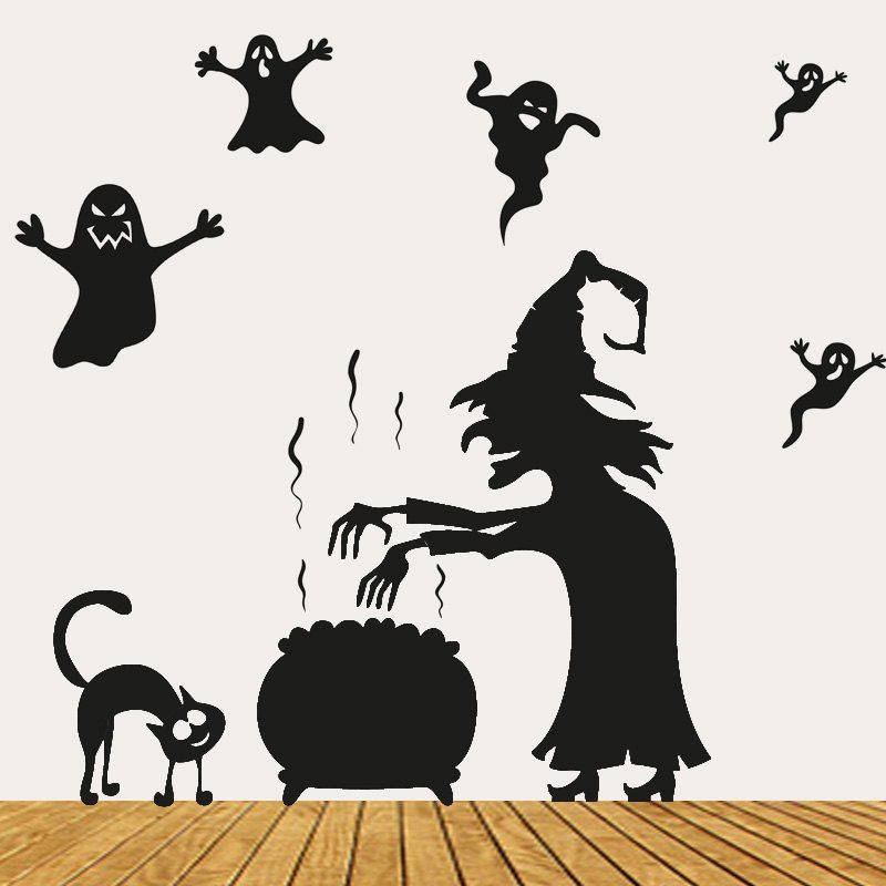

Halloween Witch Ghost Vinly Wall Art Stickers, Black