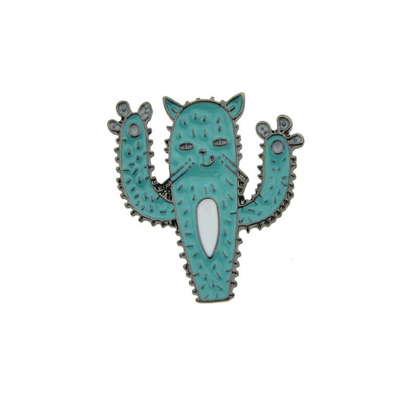 Online Funny Cactus Cat Tiny Brooch  