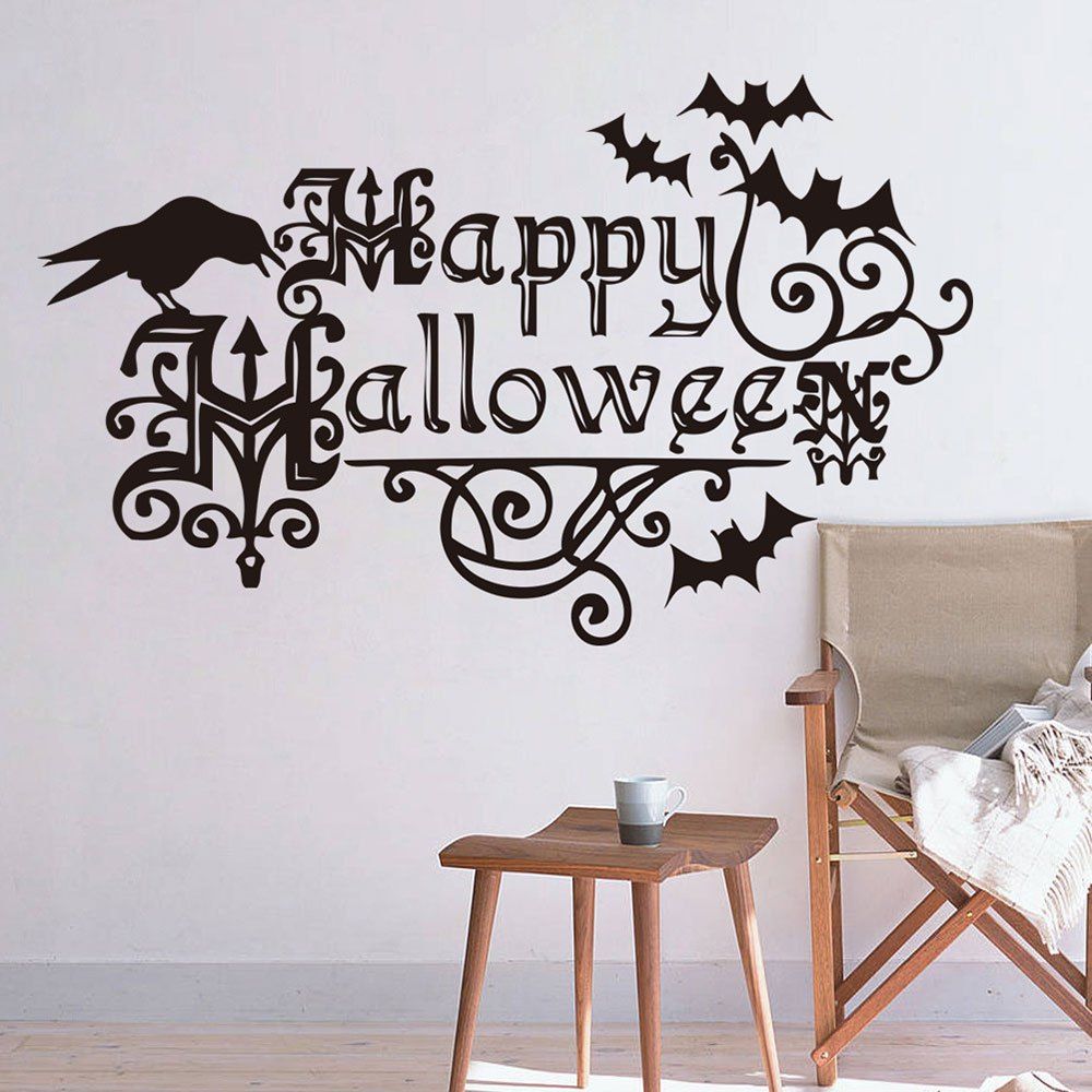 

Home Decor DIY Happy Halloween Shape Wall Stickers, Black