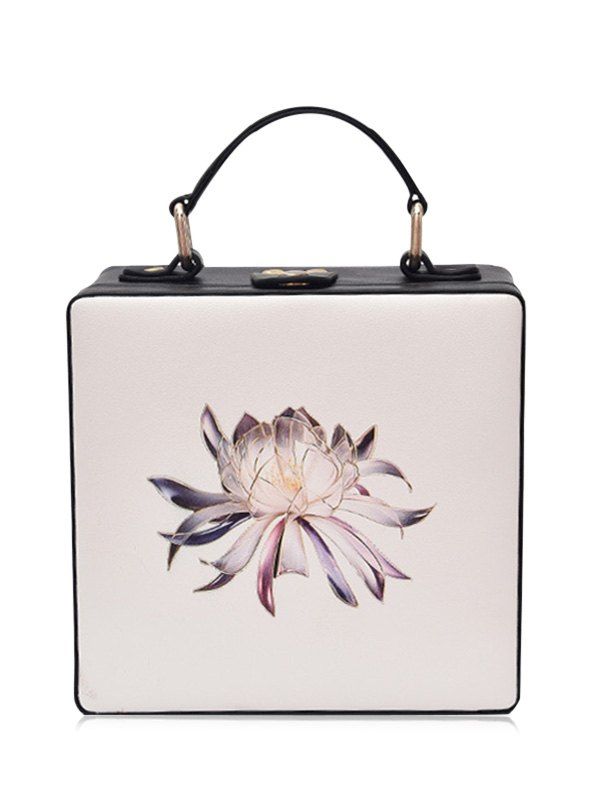 

Box Shaped Floral Print Crossbody Bag, Off-white