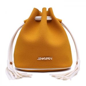 Tassel Drawstring Faux Suede Bucket Bag