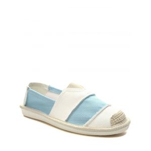 Striped Elastic Band Canvas Flat Shoes