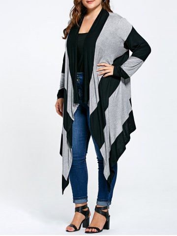black gray 5xl plus size asymmetric striped cardigan rosegal black gray 5xl plus size asymmetric striped cardigan rosegal