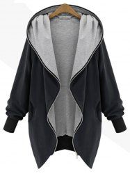 Hooded Plus Size Zip Up Coat