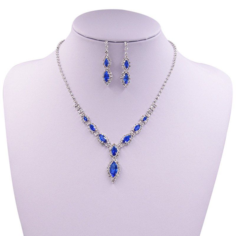 

Rhinestone Infinity Necklace and Earrings, Blue