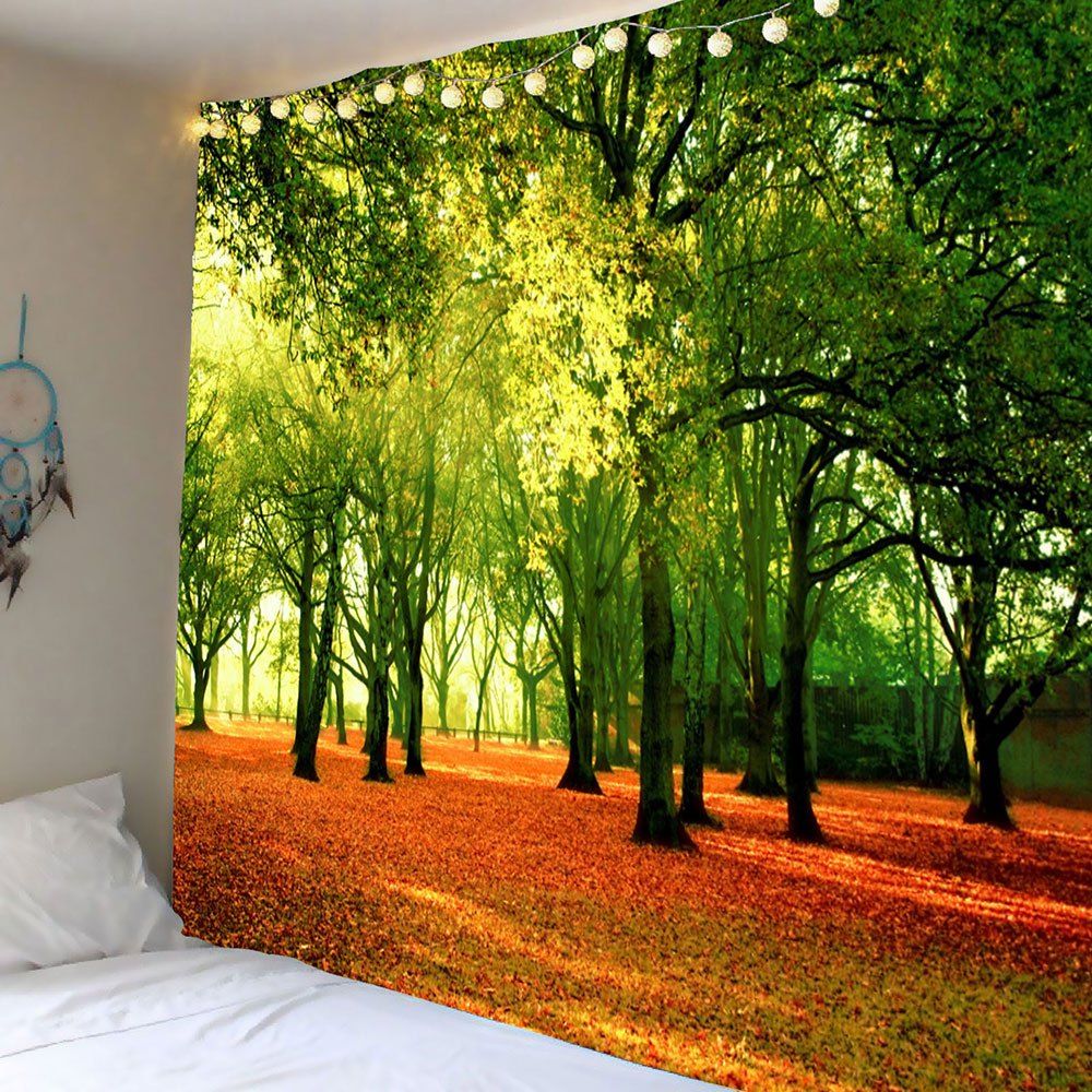 

Hanging Fallen Leaves Trees Wall Decor Tapestry, Green