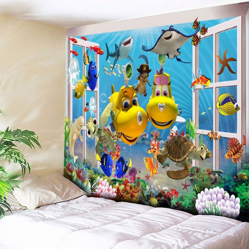 

Sea World Animal Print Wall Tapestry, Blue