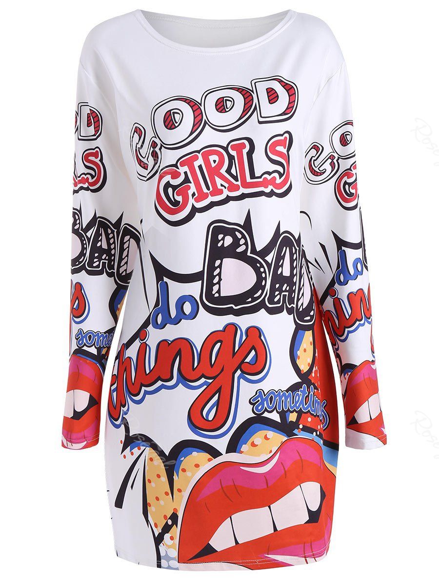 

Graphic Plus Size Tunic Dress, White