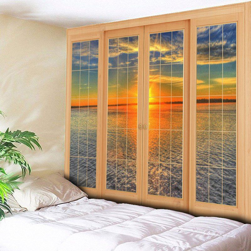 

Wall Hanging Window Sea Print Tapestry, Colormix