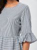 Ruffle Sleeve Striped Seersucker Dress -  