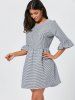 Ruffle Sleeve Striped Seersucker Dress -  