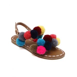 Bohemian Colorful Pom Pom Sandals