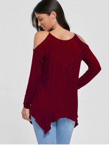 

Open Shoulder Handkerchief Top, Wine red
