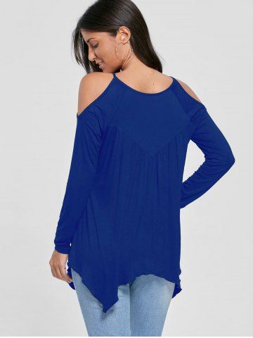 

Open Shoulder Handkerchief Top, Blue