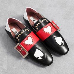 Heart Buckled Studded Slip On Flats