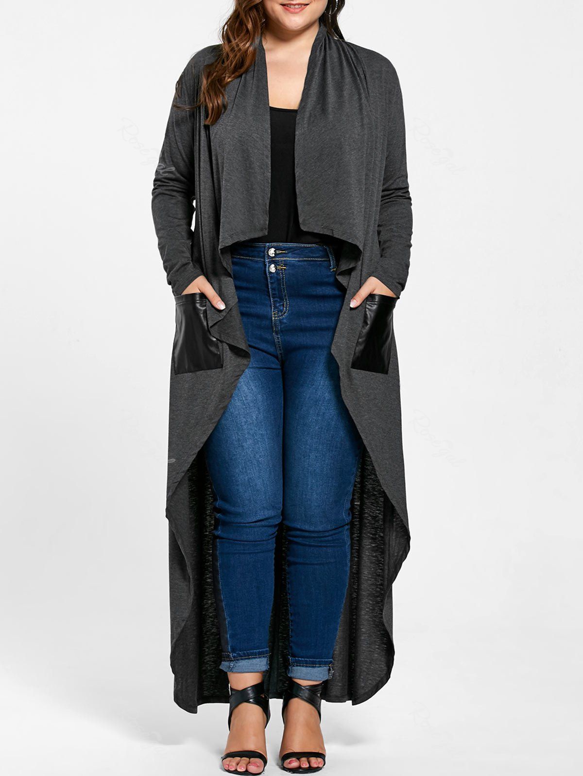 

Drape Plus Size Maix Duster Coat, Pearl dark grey