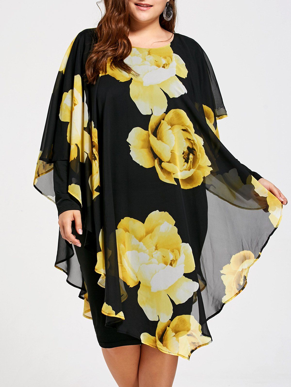 

Formal Floral Plus Size Chiffon Dress, Colormix
