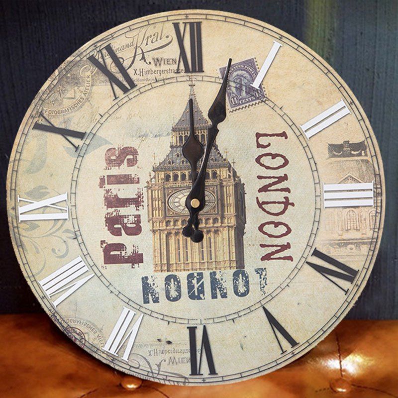 Big Ben Og Wood Round Wall Clock