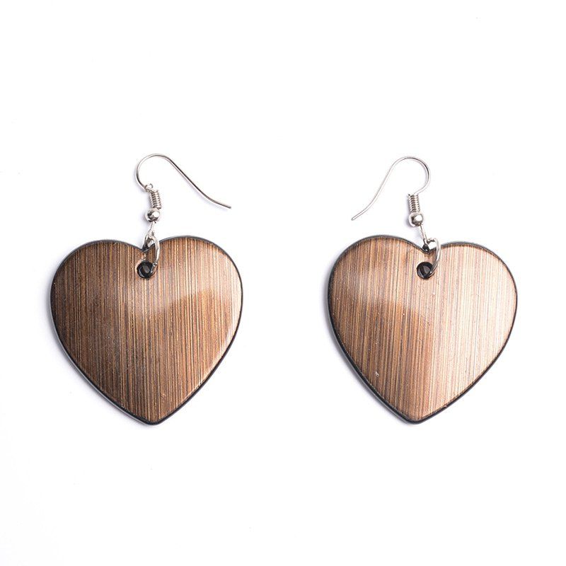 

Vintage Heart Drop Hook Earrings, Brown