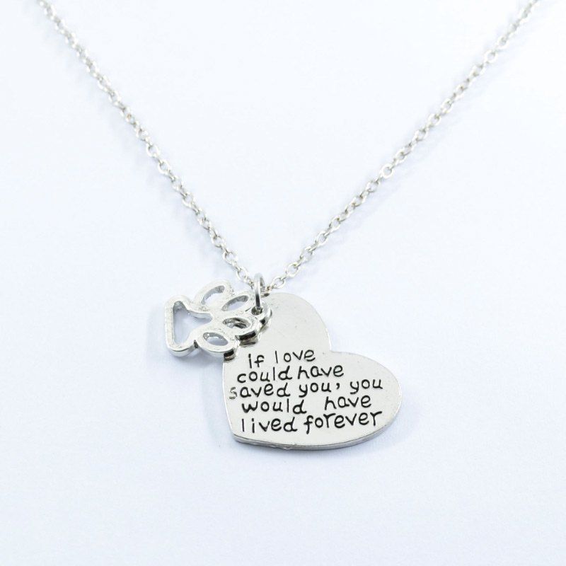

Love Heart Footprint Claw Pendant Necklace, Silver