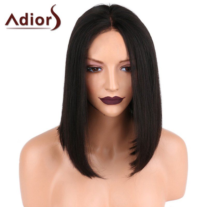 

Adiors Center Parting Medium Shoulder Length Straight Bob Synthetic Wig, Black