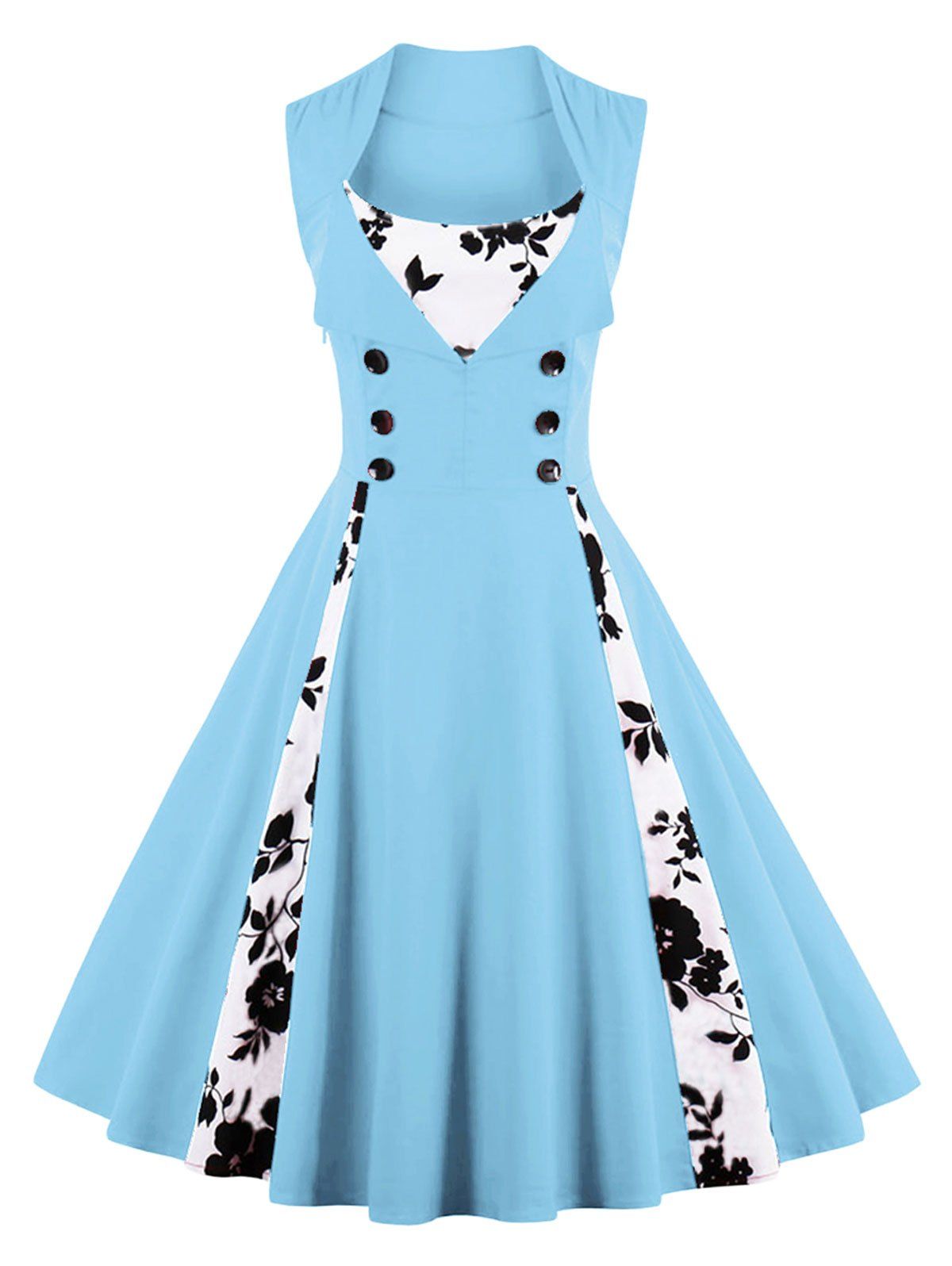 

Vintage Floral Prom Swing Dress, Windsor blue