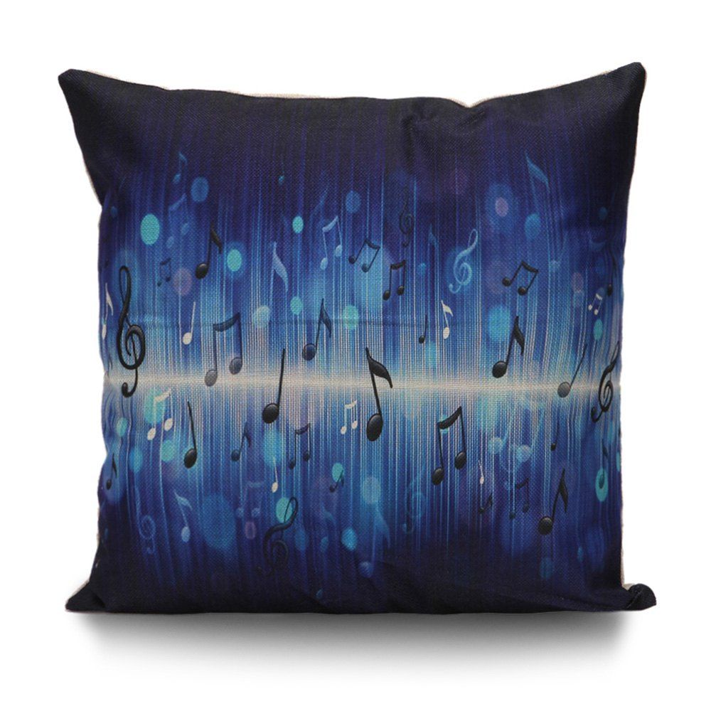 

Music Notes Cushion Cover Pillow Case, Deep blue