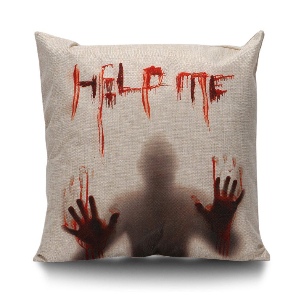 

Halloween Bloody Shadow Print Pillow Case, Beige