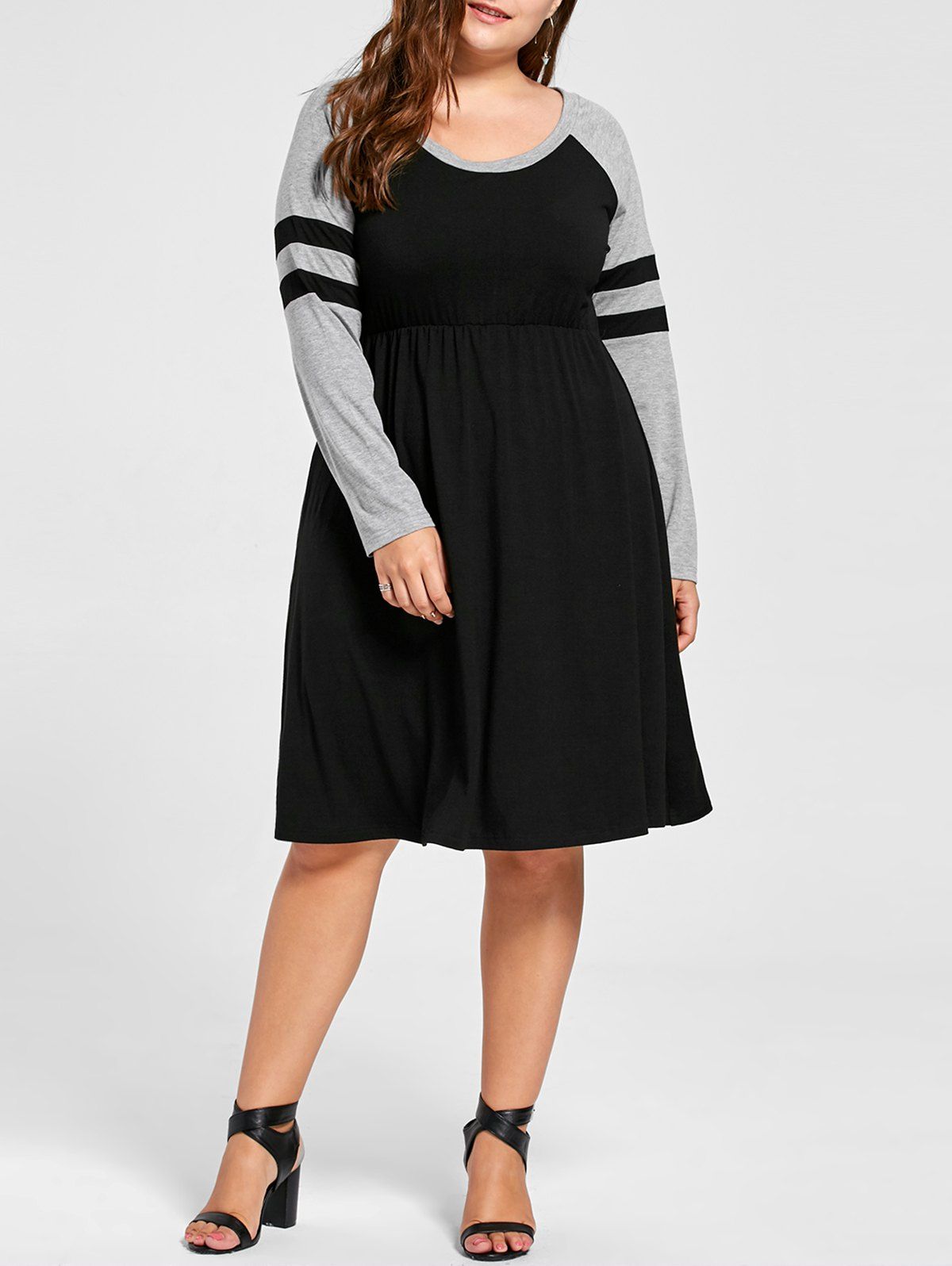 

Plus Size Long Sleeve Tee Dress, Black