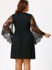 Plus Size Lace Sleeve Holiday Dress -  
