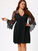 Plus Size Lace Sleeve Holiday Dress -  