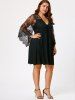 Plus Size Lace Sleeve Holiday Dress -  